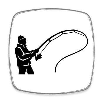 Angler silhouette fishing rod angling club - Square fridge magnet - white - Front