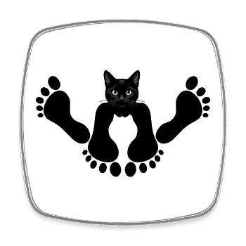Chat noir - Magnet carré - blanc - Devant