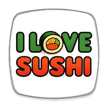 I Love Sushi im Retro-Look - Viereckiger Kühlschrankmagnet - Weiß - Vorne