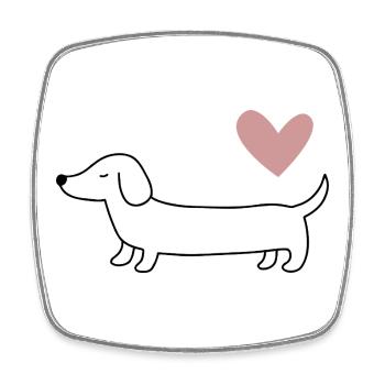Teckel minimaliste Amour Je suis teckel avec cœur - Magnet carré - blanc - Devant