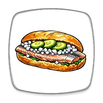 Rouleaux de poisson - Magnet carré - blanc - Devant