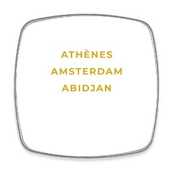 Aumont-Aubrac - Athènes - Amsterdam - Abidjan - Magnet carré - blanc - Devant