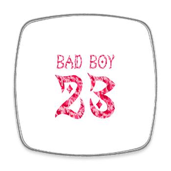 Bad Boy 23 Motif fleuri rose - Magnet carré - blanc - Devant