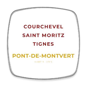 Pont de Montvert Lozère -Courchevel - Saint Moritz - Magnet carré - blanc - Devant