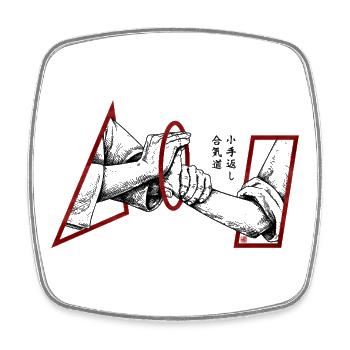 Aikido Technique Kotegaeshi Wrist Lock Budo - Square fridge magnet - white - Front