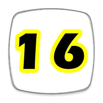 Symbole numérique 16 - Magnet carré - blanc - Devant