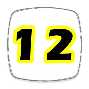 12 Symbole numérique - Magnet carré - blanc - Devant