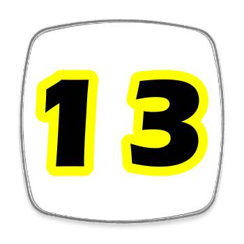 Symbole numérique 13 - Magnet carré - blanc - Devant