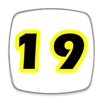 19 Number symbol - Square fridge magnet - white - Front