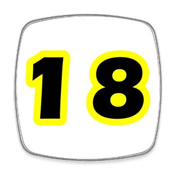 18 Number symbol - Square fridge magnet - white - Front