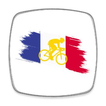 France Flag with Bicycle – Cycling Design - Square fridge magnet - white - Front