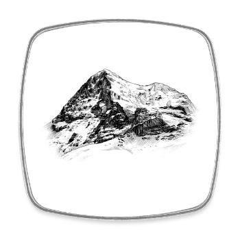 Eiger Nordwand Silhouette | Schweizer Alpen Gipfel - Viereckiger Kühlschrankmagnet - Weiß - Vorne