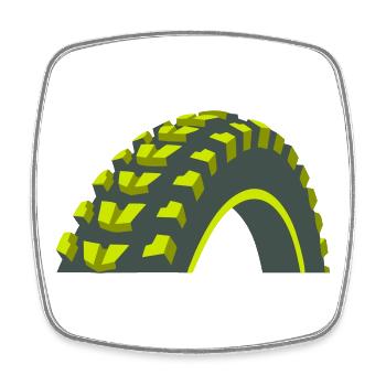 Graphique de pneus de vélo VTT - Magnet carré - blanc - Devant