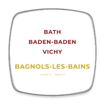 Bagnols-les-Bains Lozère - Bath - Baden-Baden - Magnet carré - blanc - Devant