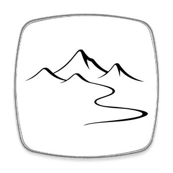Mountains Outline Silhouette - Square fridge magnet - white - Front