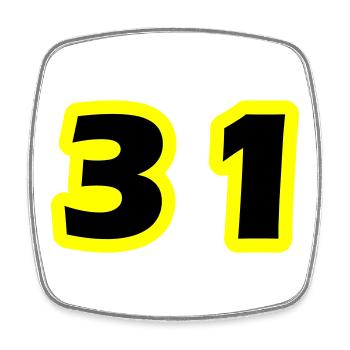 31 Number symbol - Square fridge magnet - white - Front