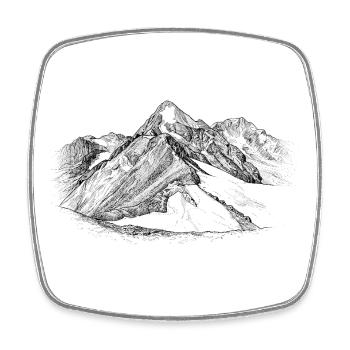 Silhouette de Königspitze Ortles-Alps design - Magnet carré - blanc - Devant