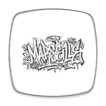 Marseille Graffiti Hip Hop - Viereckiger Kühlschrankmagnet - Weiß - Vorne