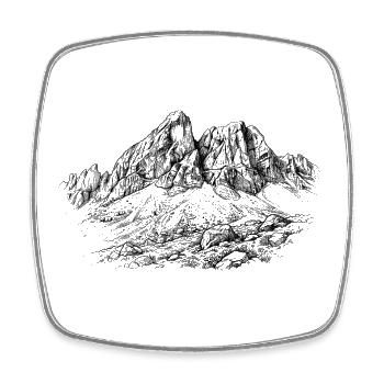 Sass de Putia Silhouette | Sass de Putia Dolomites - Magnet carré - blanc - Devant