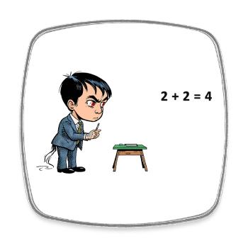 Comic-Schüler bei Rechenaufgabe – Mathe Frust - Viereckiger Kühlschrankmagnet - Weiß - Vorne