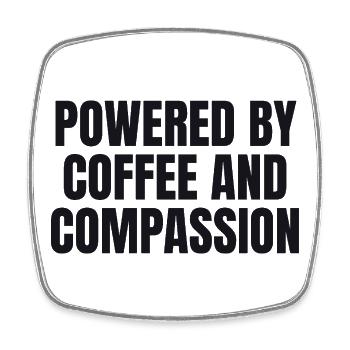 Powered By Coffee And Compassion - Krankenschweste - Square fridge magnet - white - Front