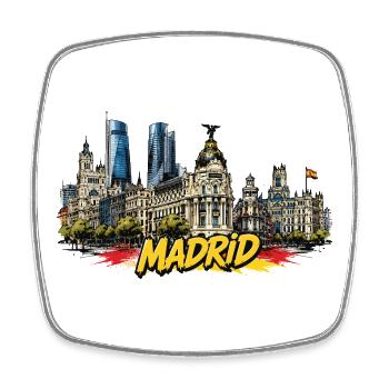Madrid Graffiti Skyline - Square fridge magnet - white - Front