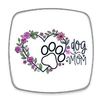 Flower Heart Dog Mom - Square fridge magnet - white - Front