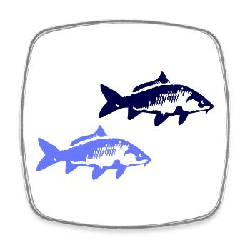 Zwei blaue Fischsilhouetten - Viereckiger Kühlschrankmagnet - Weiß - Vorne