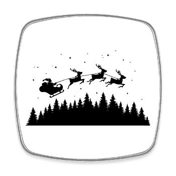 Santa Claus Sleigh Reindeer - Square fridge magnet - white - Front