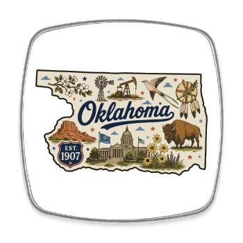 Oklahoma Sooner State Vintage Travel Sticker - Square fridge magnet - white - Front