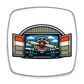 Retro Propeller Flugzeug Hangar - Viereckiger Kühlschrankmagnet - Weiß - Vorne