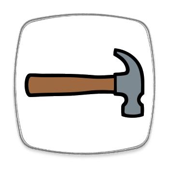 Carpenter's Hammer Tool Icon - Square fridge magnet - white - Front