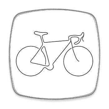 Black Minimalist Bike Silhouette - Square fridge magnet - white - Front
