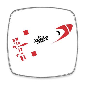 Logo graffiti de fusée rouge - Magnet carré - blanc - Devant