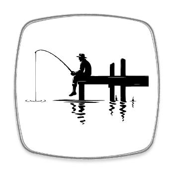 Fisherman Silhouette Nature Minimalist - Square fridge magnet - white - Front
