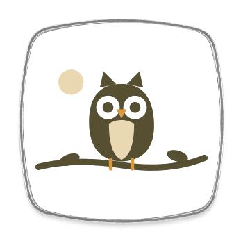 Olive Night Owl - Square fridge magnet - white - Front