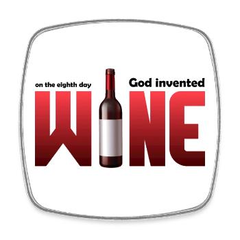 Bouteille de vin en grande typographie - Magnet carré - blanc - Devant