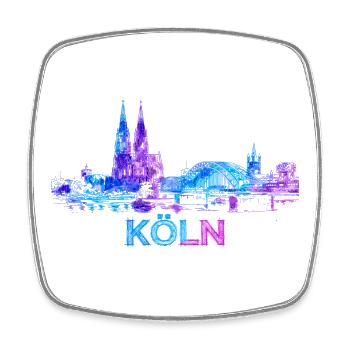 Köln Stadt Skyline Blau Purpur - Viereckiger Kühlschrankmagnet - Weiß - Vorne