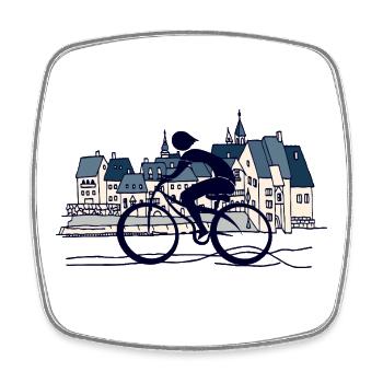 Cyclist - Square fridge magnet - white - Front