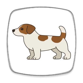 Beagle Cartoon Dog White Brown - Square fridge magnet - white - Front