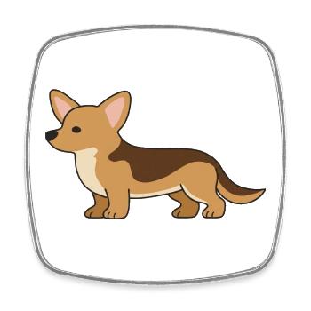 Silhouette Corgi Douillette - Magnet carré - blanc - Devant