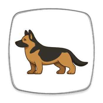 Illustration du berger allemand en marron et noir - Magnet carré - blanc - Devant
