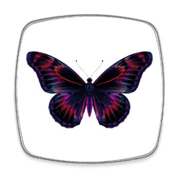 Papillon néon holographique - Magnet carré - blanc - Devant