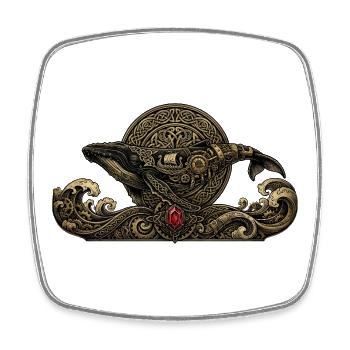 Steampunk Whale with Gems - Square fridge magnet - white - Front