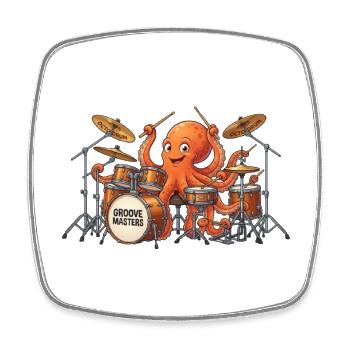 Octopus Drum Groove Masters - Viereckiger Kühlschrankmagnet - Weiß - Vorne