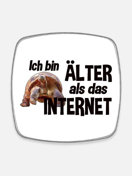 Ich bin älter als das Internet - Schildkröte - Viereckiger Kühlschrankmagnet - Weiß