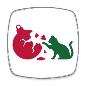 Katze Christbaumkugel Grafik - Viereckiger Kühlschrankmagnet - Weiß - Vorne