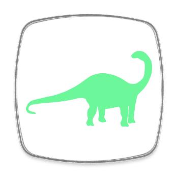 Neon Dino Silhouette - Viereckiger Kühlschrankmagnet - Weiß - Vorne