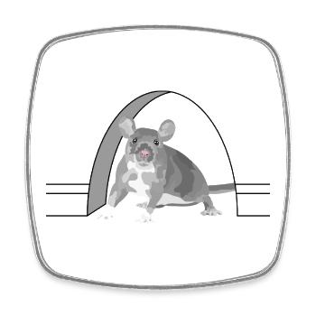 Graue Maus Nagetier-Icon mit Mondbogen - Viereckiger Kühlschrankmagnet - Weiß - Vorne