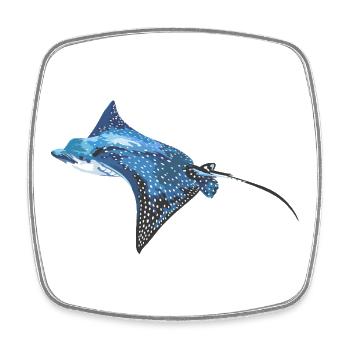 Mantarochen im Ozeanblau - Viereckiger Kühlschrankmagnet - Weiß - Vorne